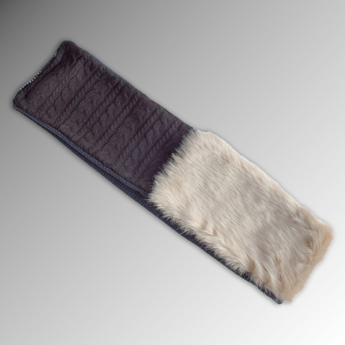 White Faux Fur & Black Aran Knit Snood