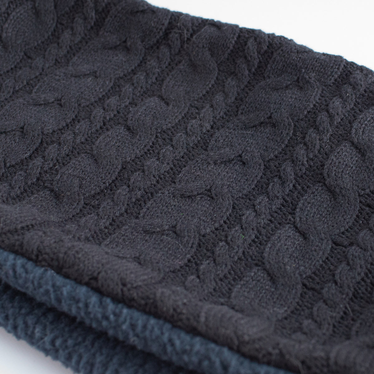 White Faux Fur & Black Aran Knit Snood