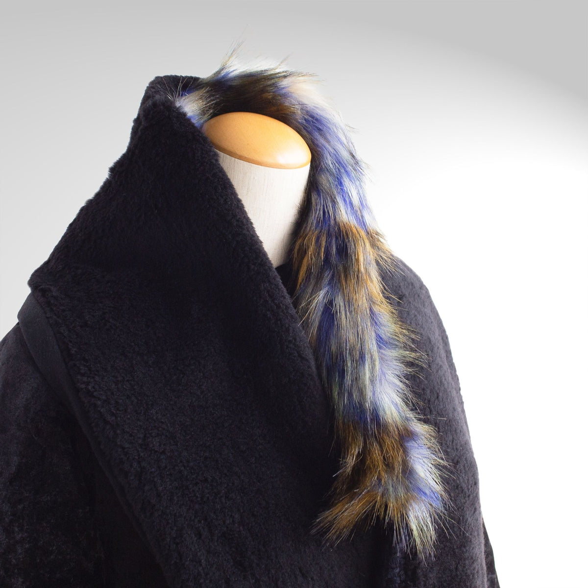 Blue Mix Faux Fur & Black Cashmere Snood