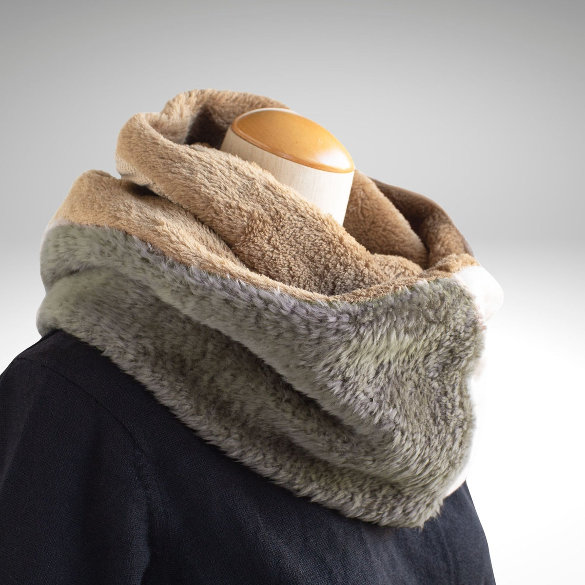 Taupe Faux Fur & Zebra-Print Knit Snood