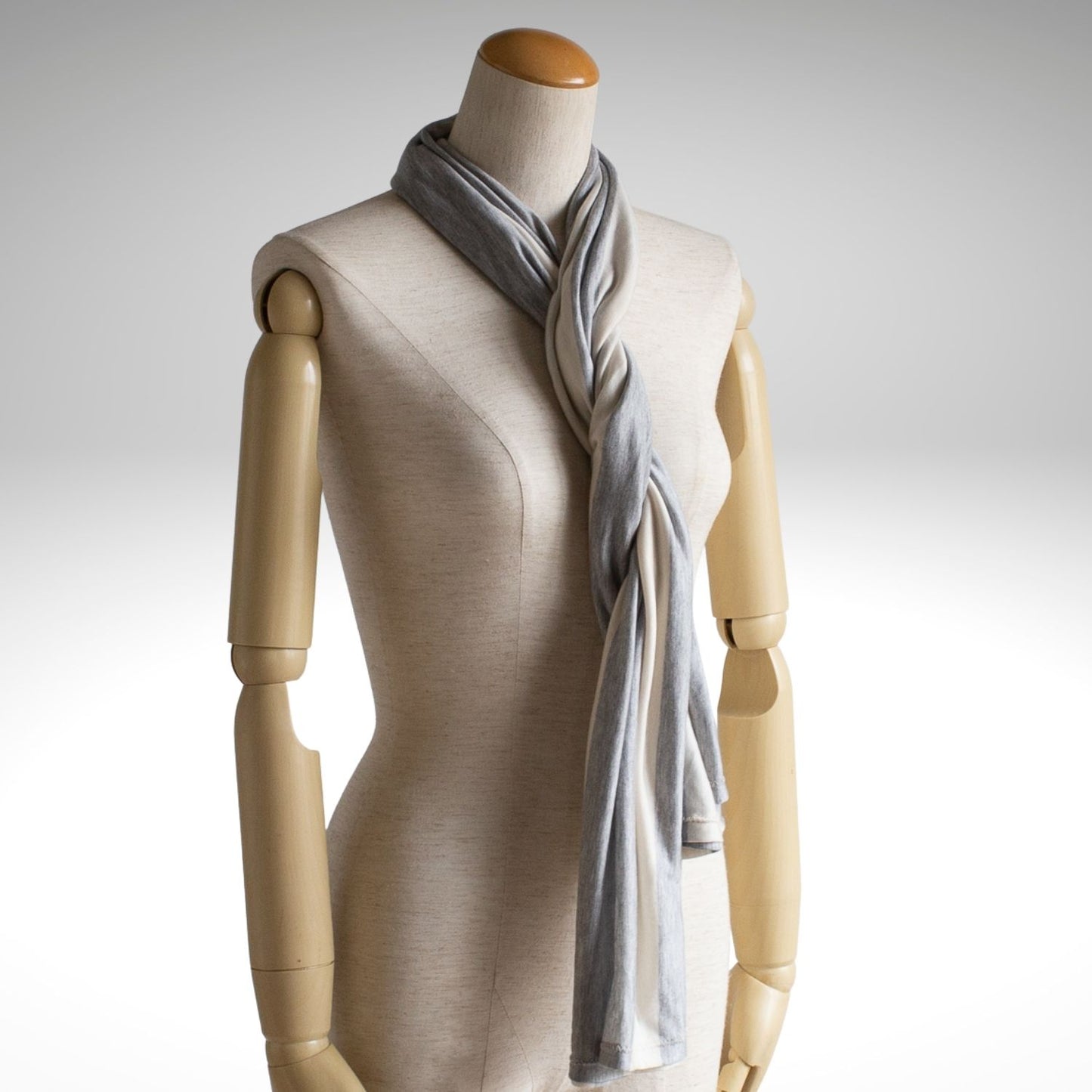 Sleeve Stole Cream &amp; Grey Stripes Soft &amp; Soft 材料肩帶袖斗篷 SS01