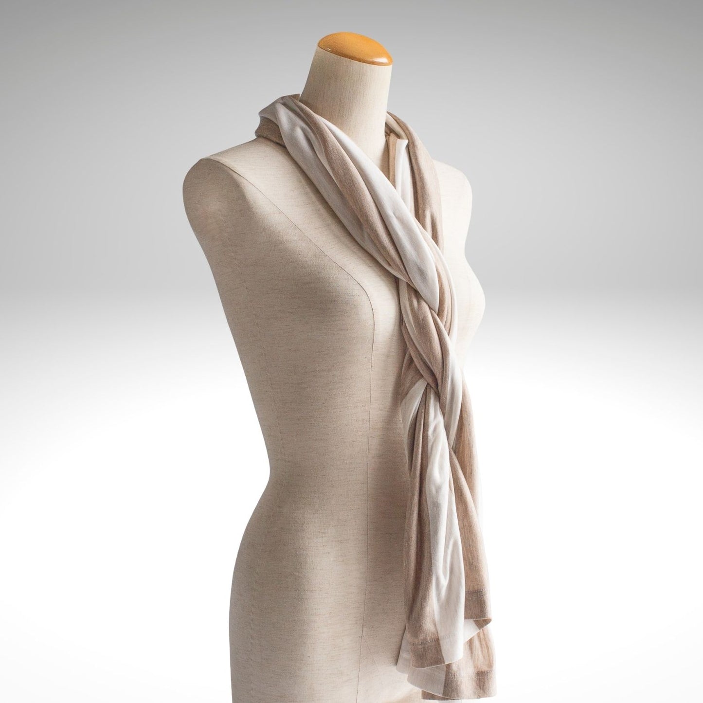 Sleeve Stole White &amp; Beige Stripes Thick &amp; Soft Material Shoulder Cape with Sleeves SS04