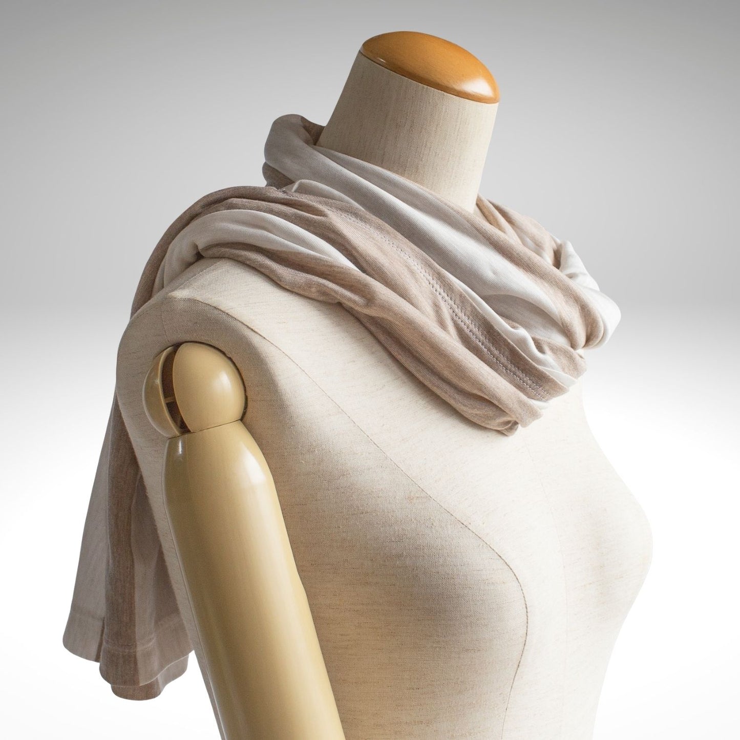 Sleeve Stole White &amp; Beige Stripes Thick &amp; Soft Material Shoulder Cape with Sleeves SS04
