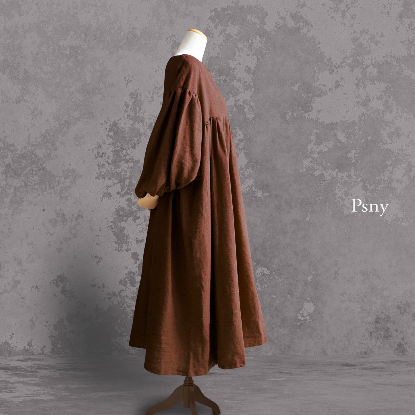 PSNY Natural Linen Gathered Dress Long Sleeve AP22 