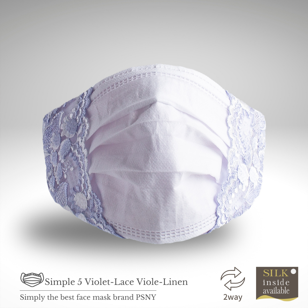 PSNY 2way・Linen・Lace・Violet &amp; Lavender Mask Cover Silk can be selected 2W05