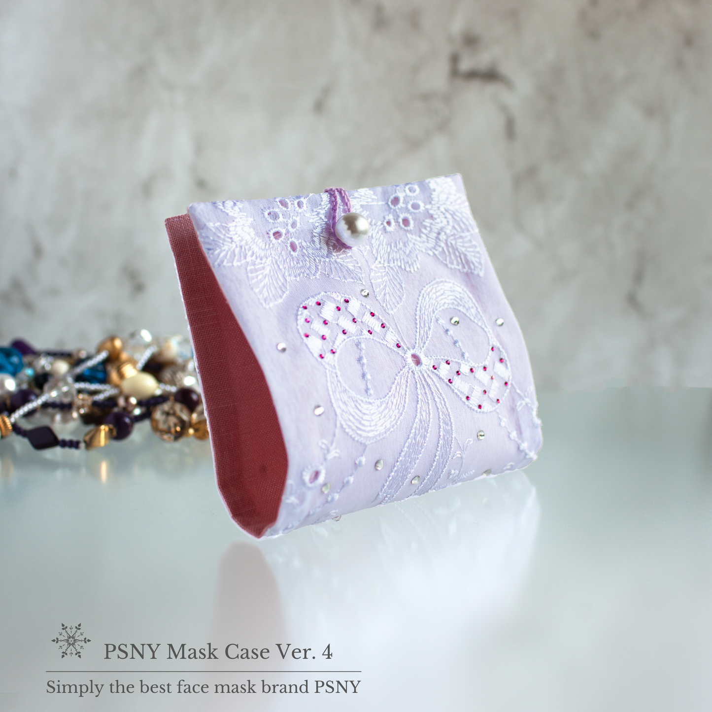 PSNY Swarovski and embroidery mask case Choice of strap options Ver4 MCV4