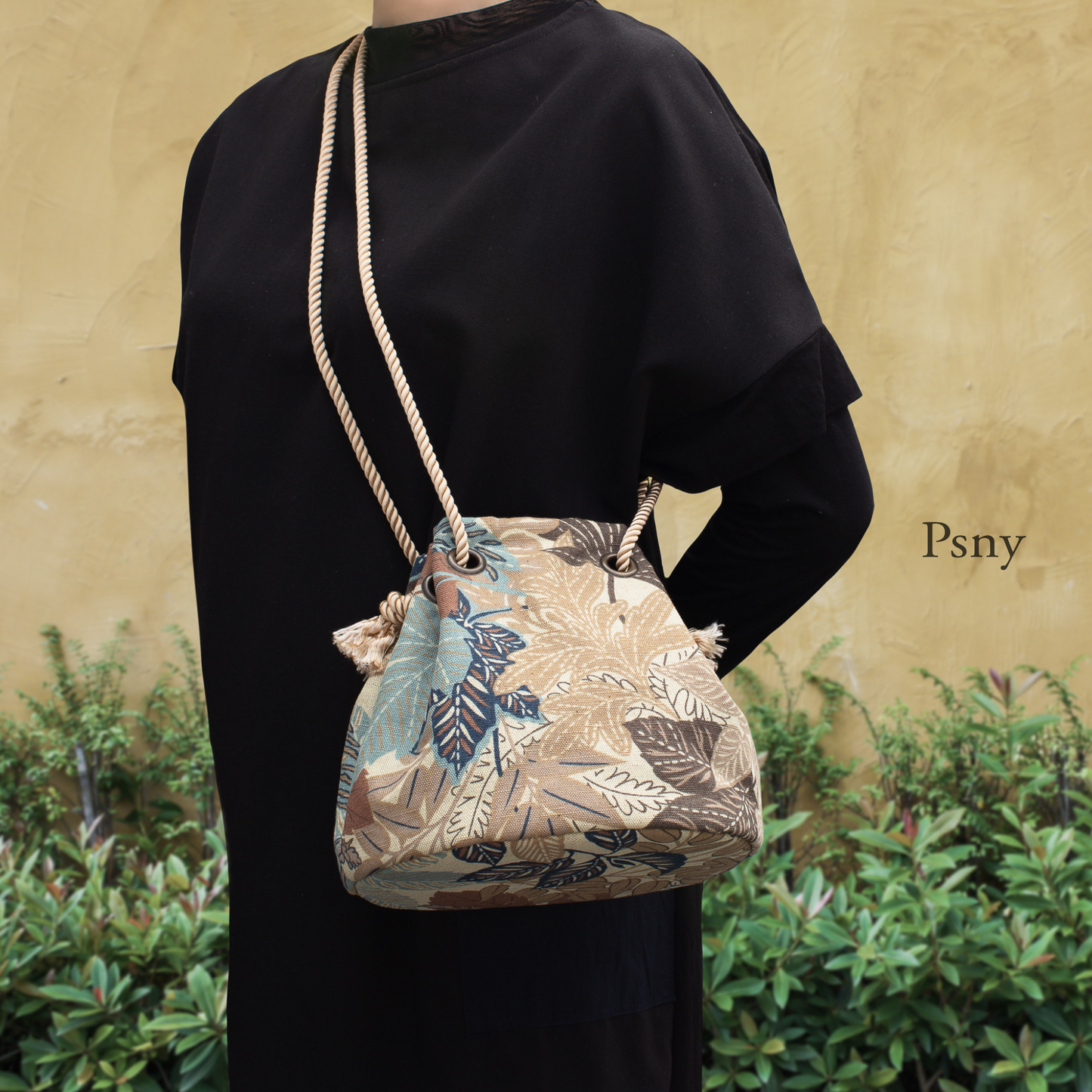 PSNY Botanical Brown Drawstring Bag BG26