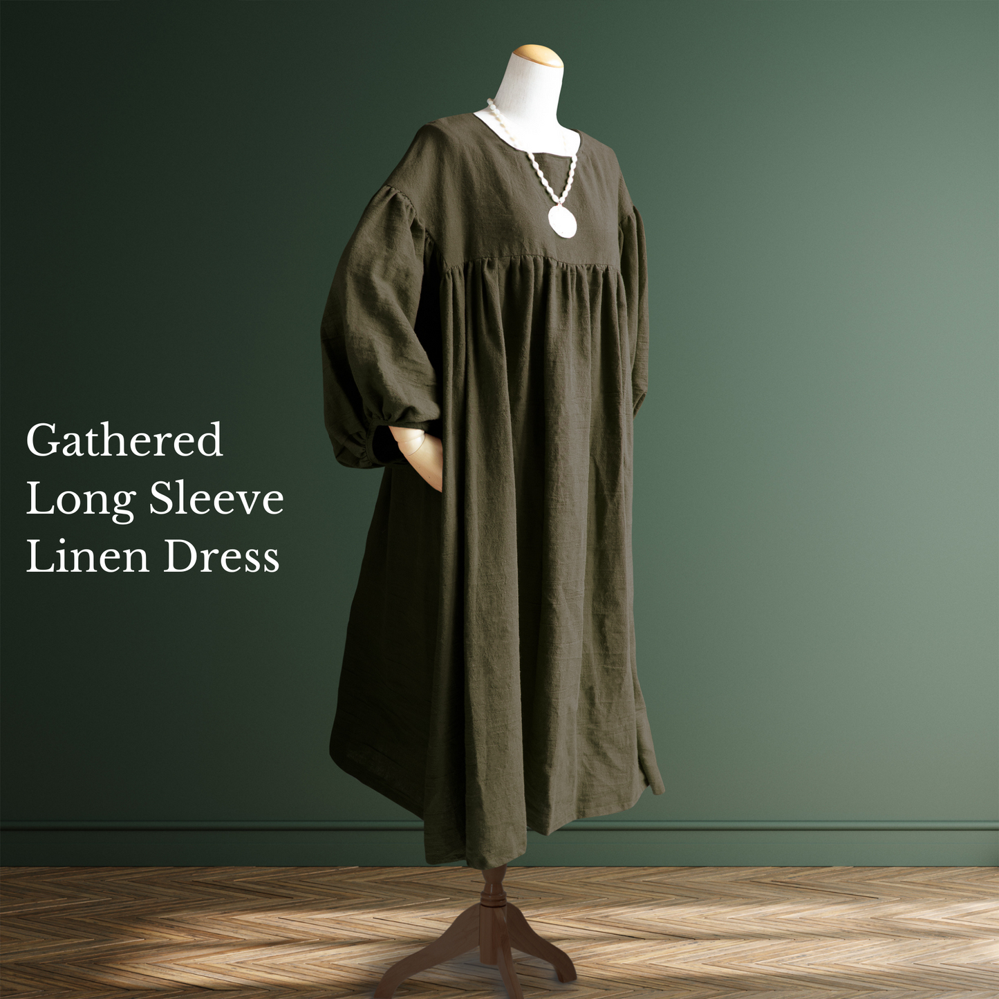 PSNY Natural Linen Gathered Dress AP21 