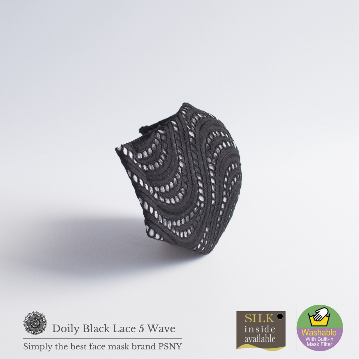 Doily Lace Black Wave Filtered Mask LD05
