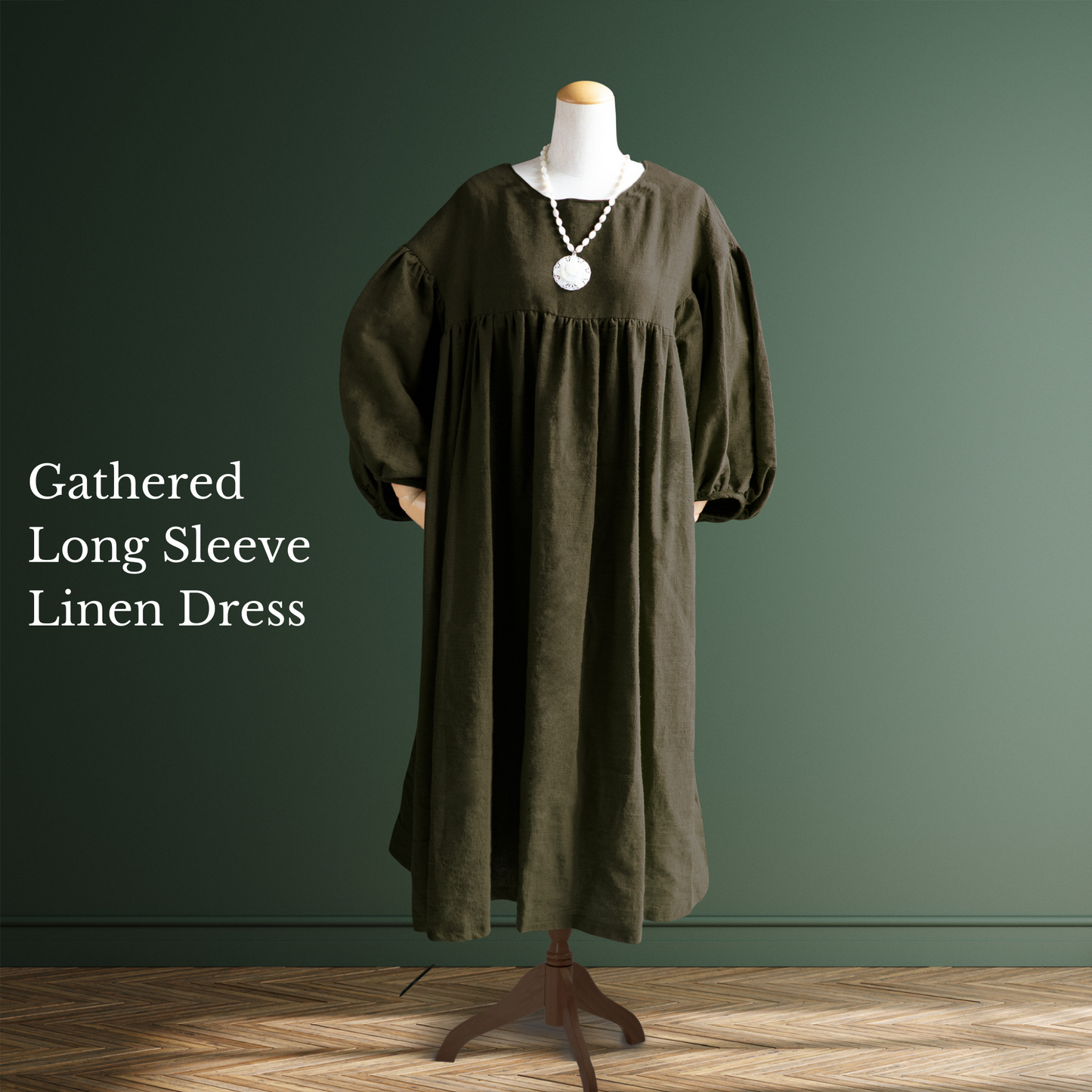 PSNY Natural Linen Gathered Dress AP21 