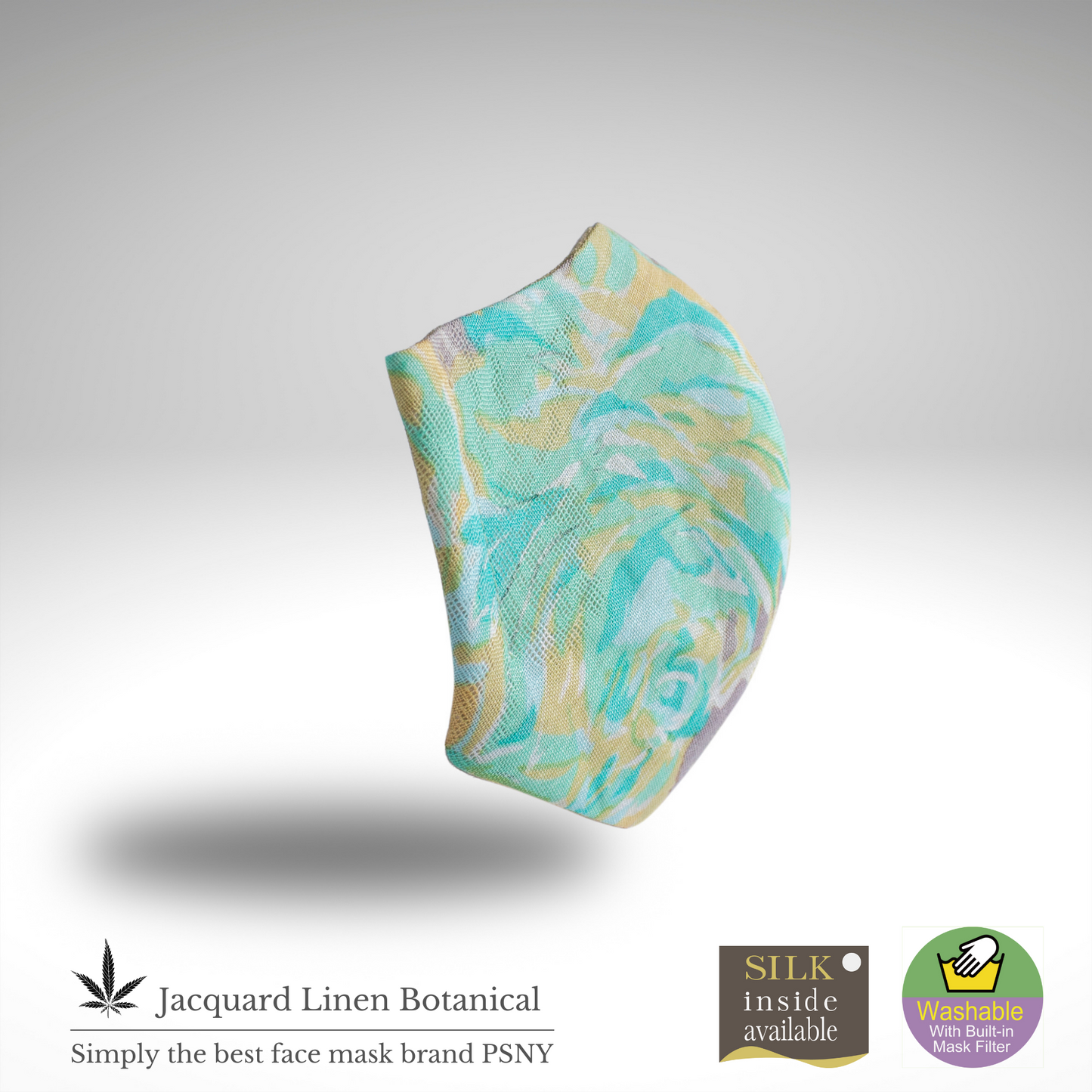 PSNY 提花亞麻植物 3D 成人口罩帶無紡布過濾 JL09