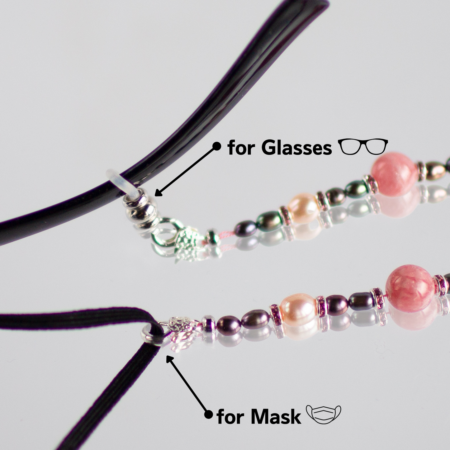 PSNY Mask Strap 2way Glasses Chain Natural Stone Inca Rose Larimar MC02