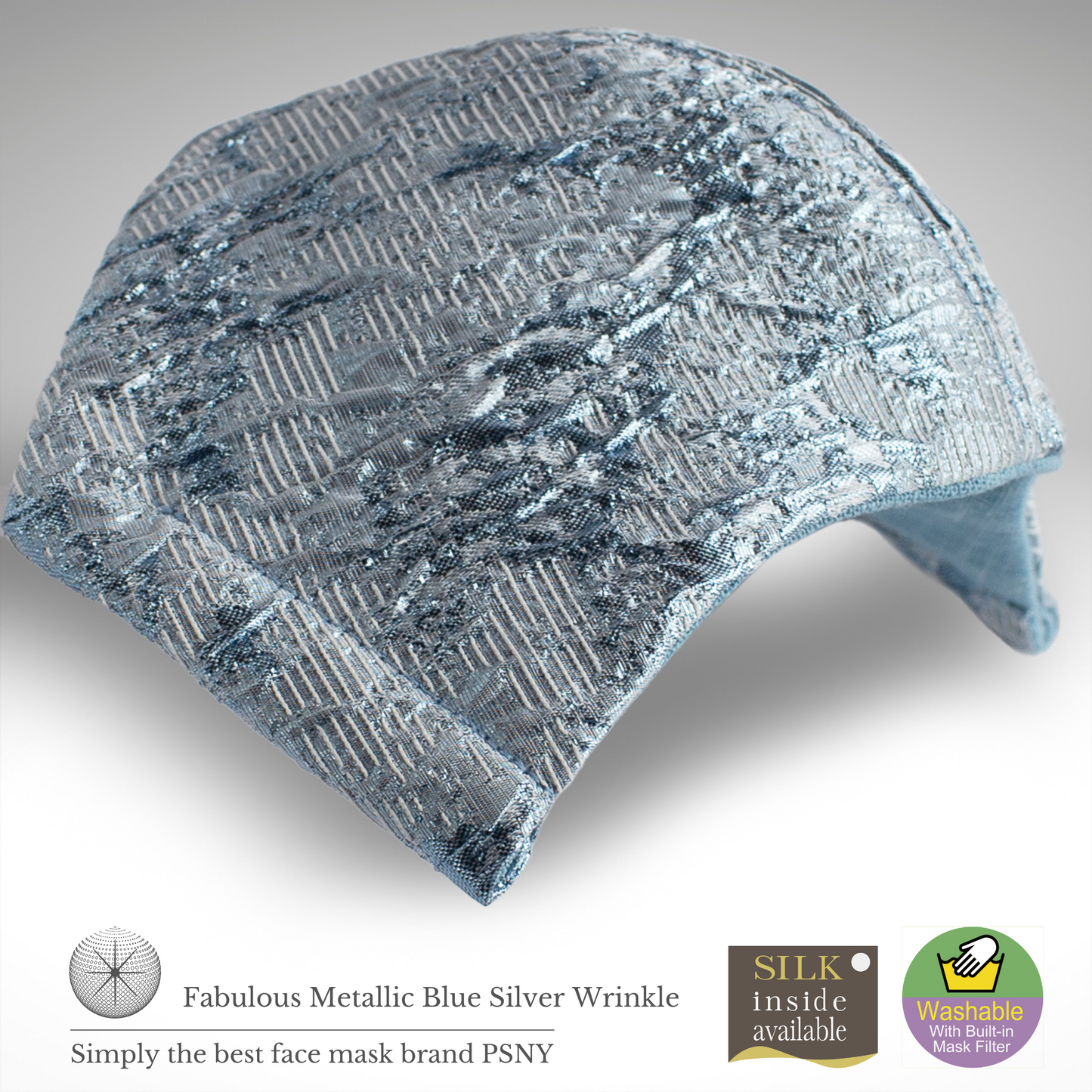 PSNY Luster Fabulous Blue Silver Wrinkle Filtered Mask FB15