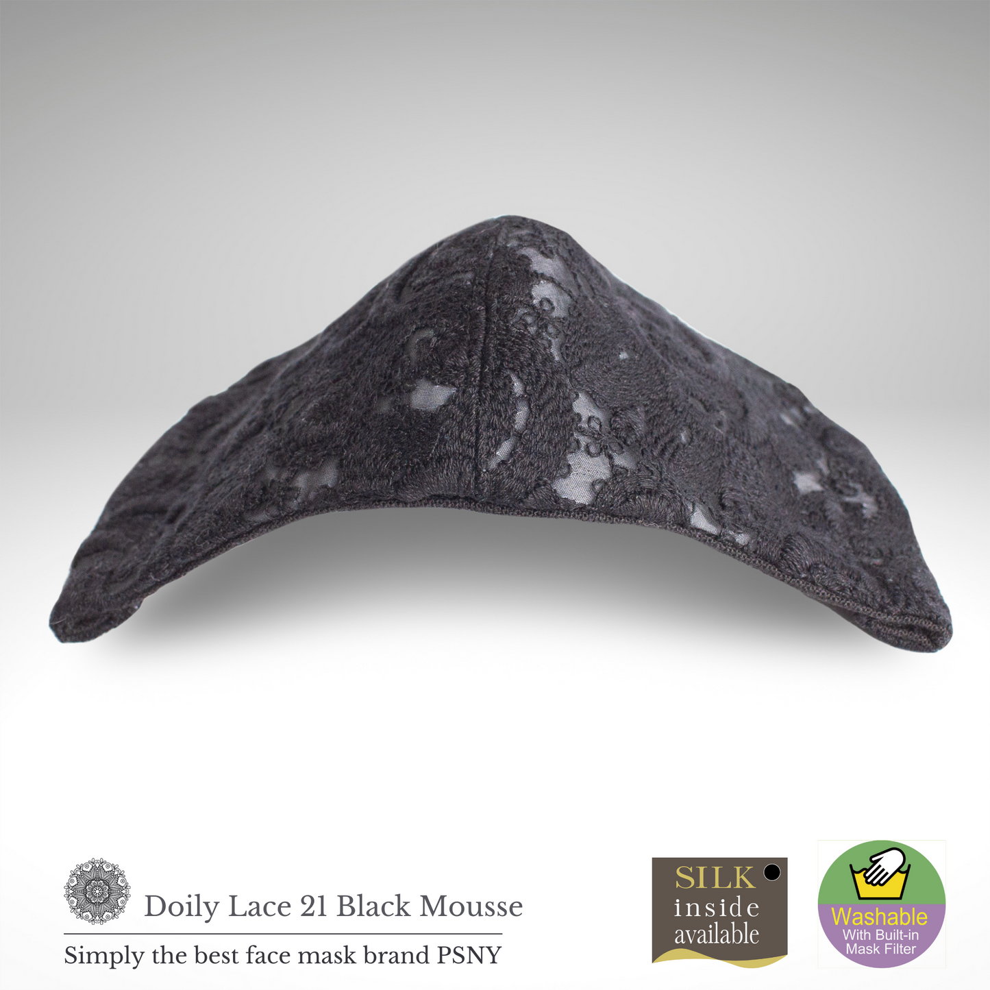 PSNY Doily Lace Black Mousse Mask with Filter LD21