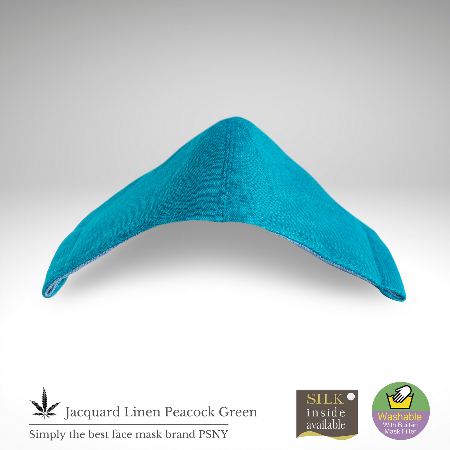 PSNY Jacquard Linen/Peacock Green 3D Adult Mask with Nonwoven Filter JL12