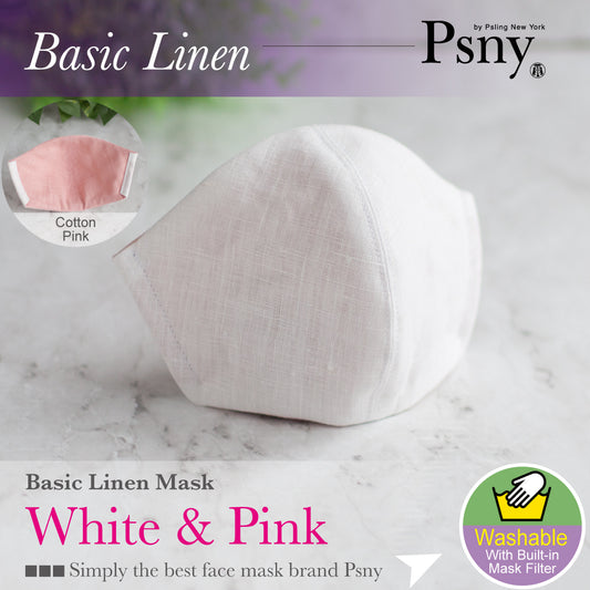 PSNY Free Shipping Basic Linen White &amp; Light Pink Summer Hemp Elegant Ceremonial Occasions Cleanliness Beautiful Elegant Commuting Luxury Mask Adult Beauty Pollen Non-Woven Filter Included 3D Adult Mask BL07