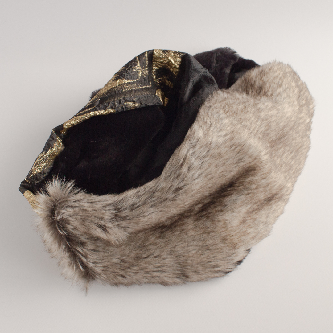 Gray eco-fur &amp; Italian jacquard 4-color snood coordination is decided fake fur SD11
