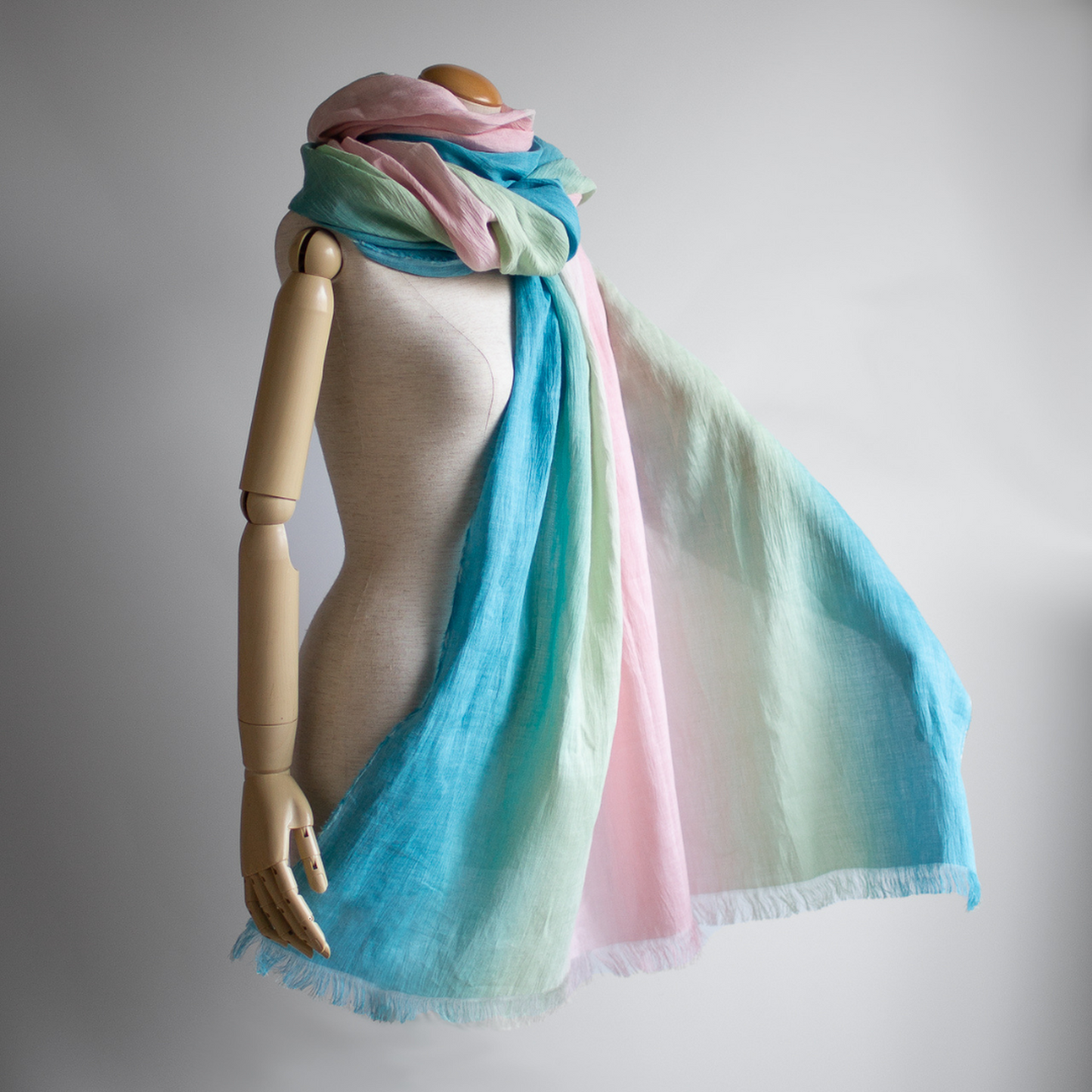 手捲亞麻Yoryu Gradation Primavera Large Scarf Omi Chijimi 手染長圍巾-SG01