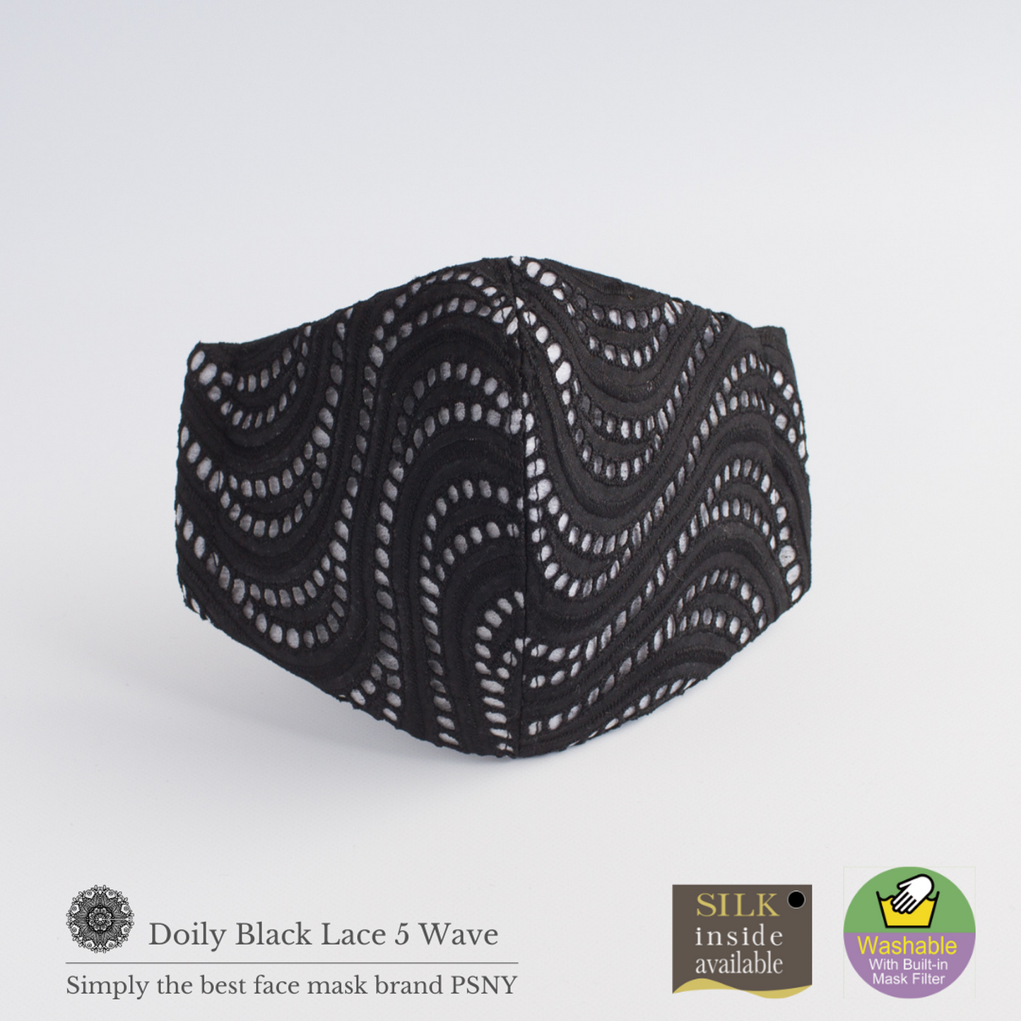 Doily Lace Black Wave Filtered Mask LD05