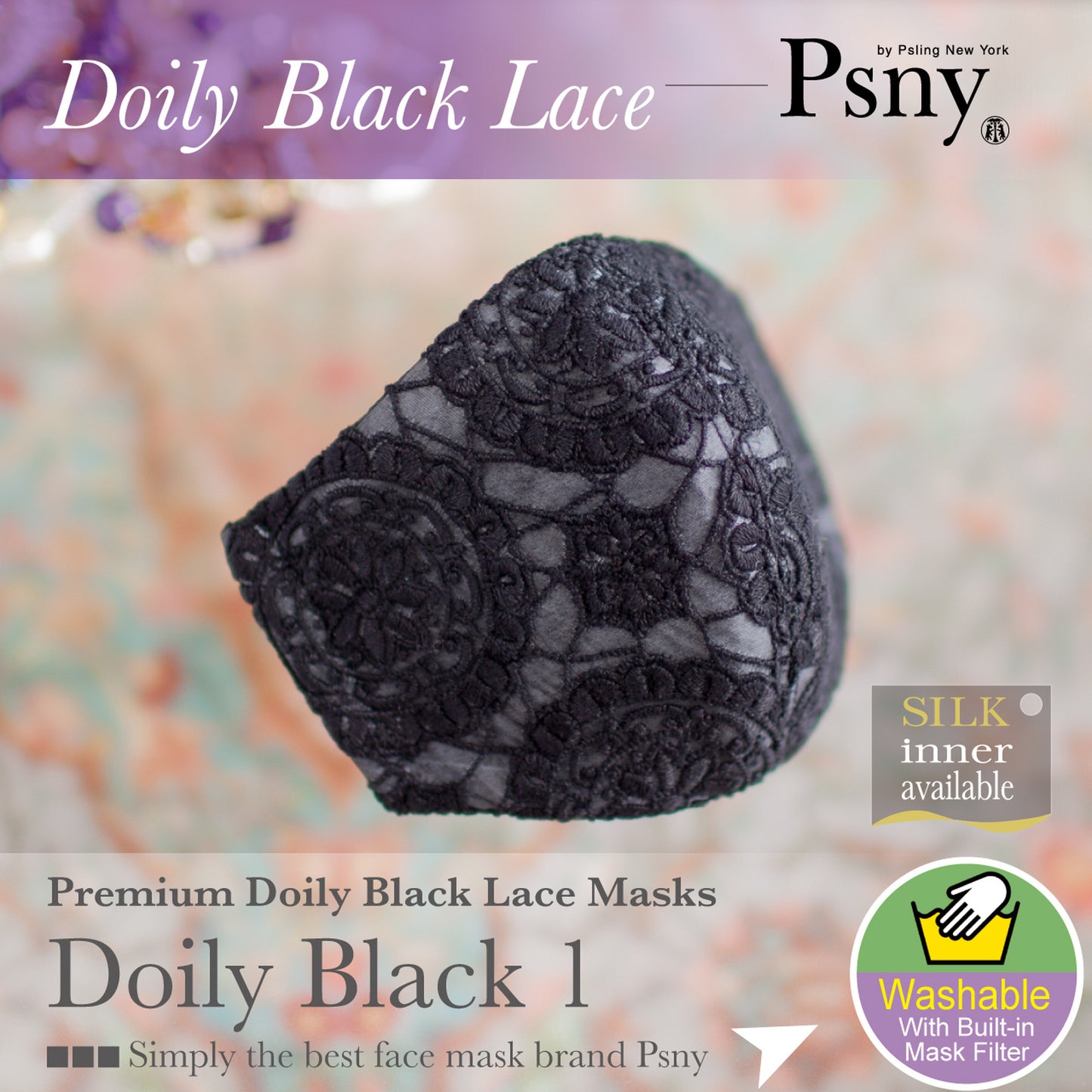 Doily Lace Black Filter Mask LD01