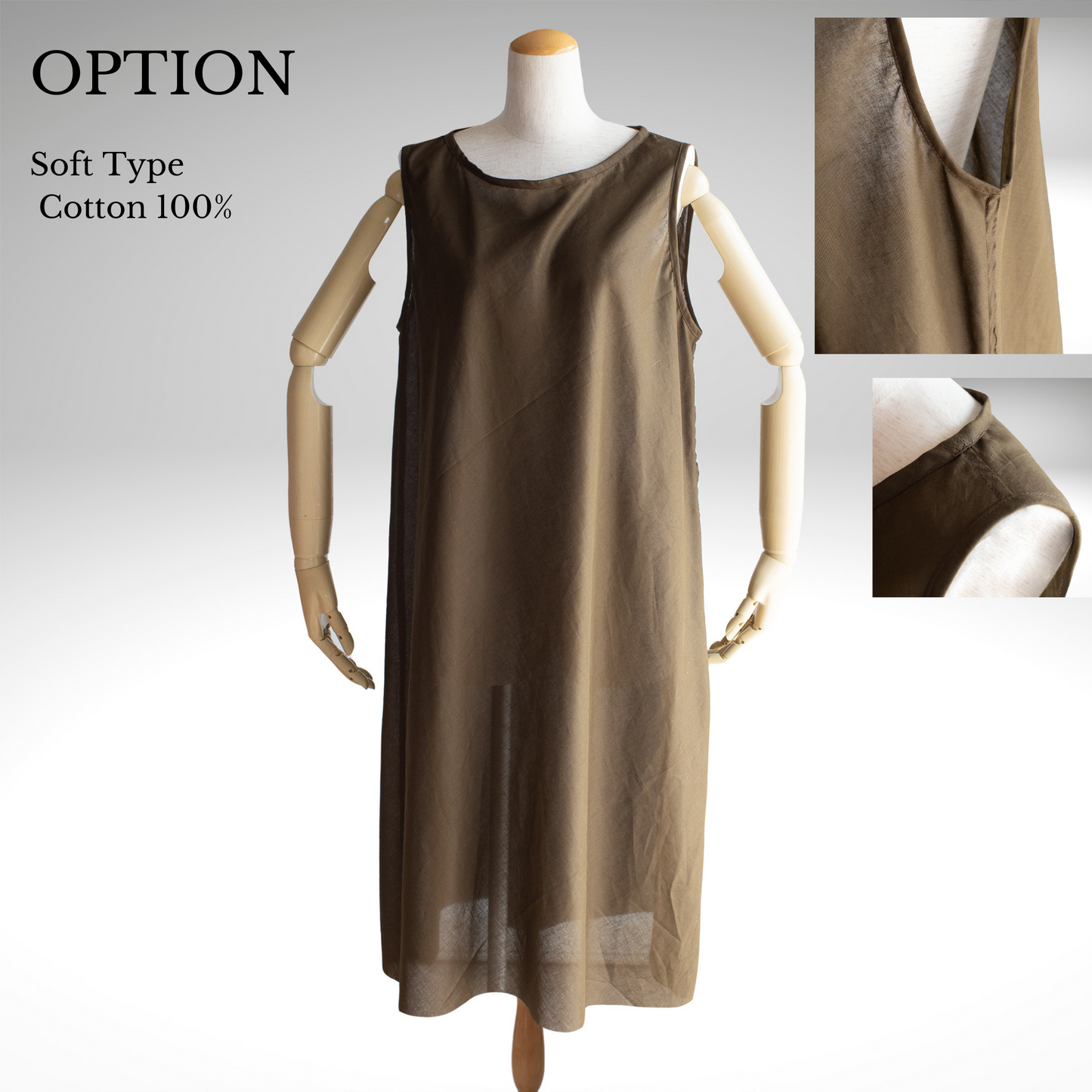 PSNY Hemp Linen Gradation Sunrise Side Tuck Tunic Dress French Sleeve AP17