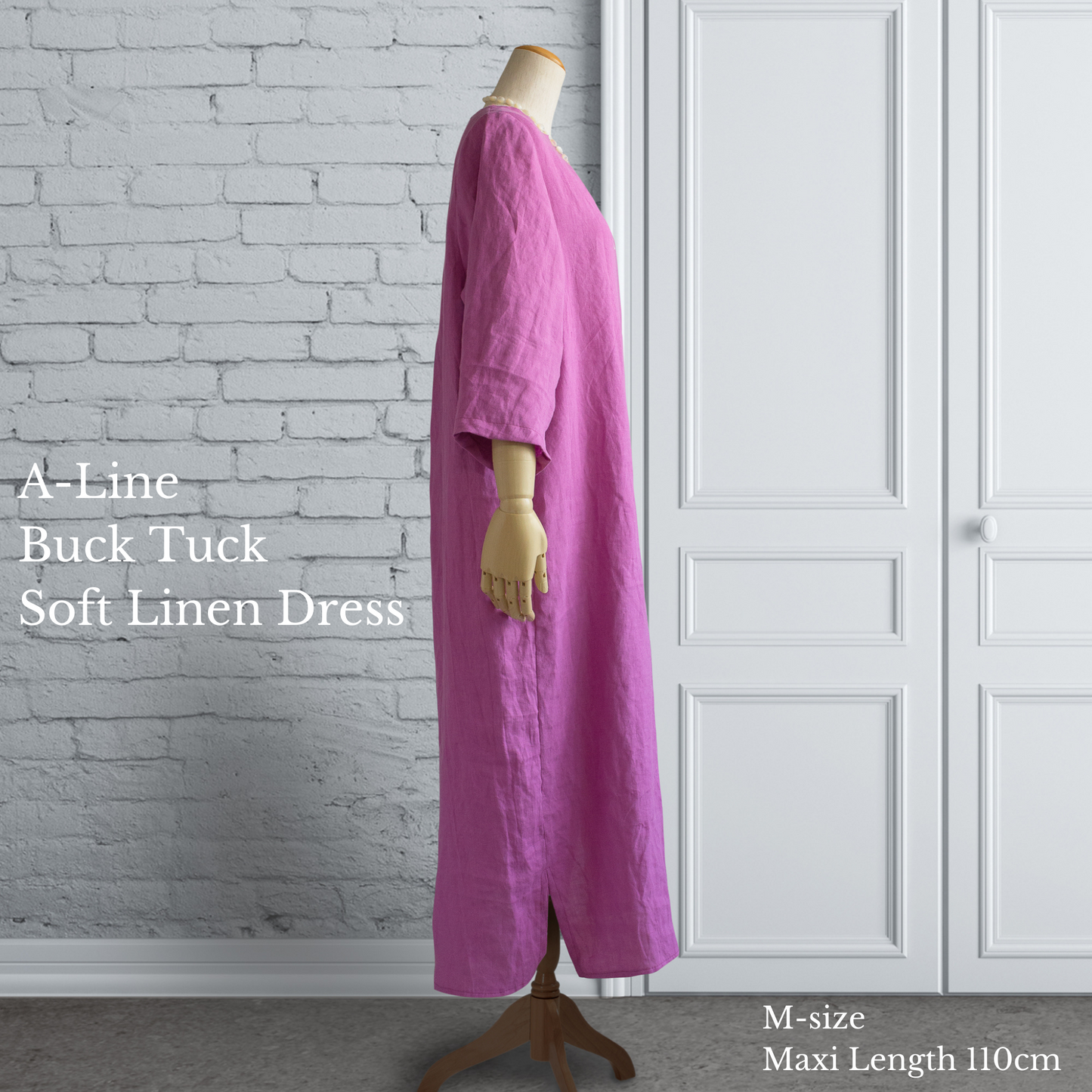 PSNY Hemp Basic Linen Backtuck Dress Purple Belgian Linen AP18 