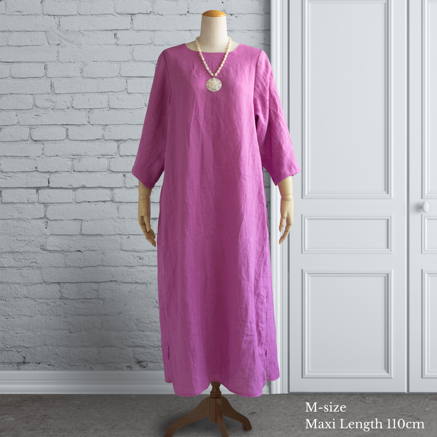 PSNY Hemp Basic Linen Backtuck Dress Purple Belgian Linen AP18 