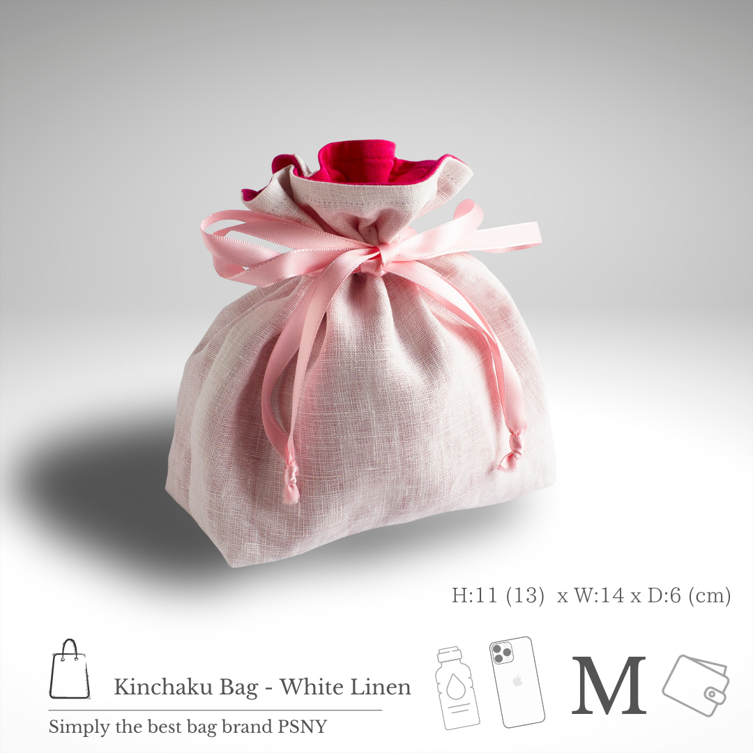 White linen drawstring bag 100% hemp BG10