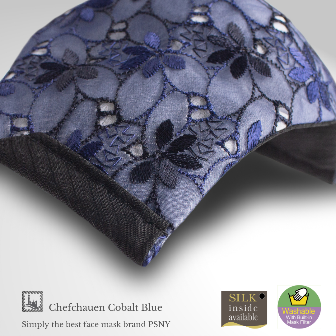 Skin Silk Chefchaouen Cobalt Blue Lace Filtered Mask Dress CH09