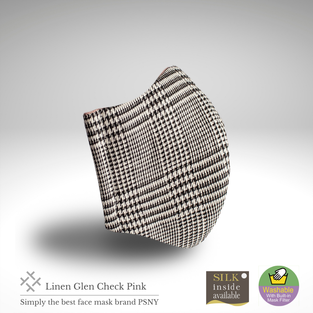 Linen, glen check, lattice pattern filter mask 100% high-quality glossy linen CK01