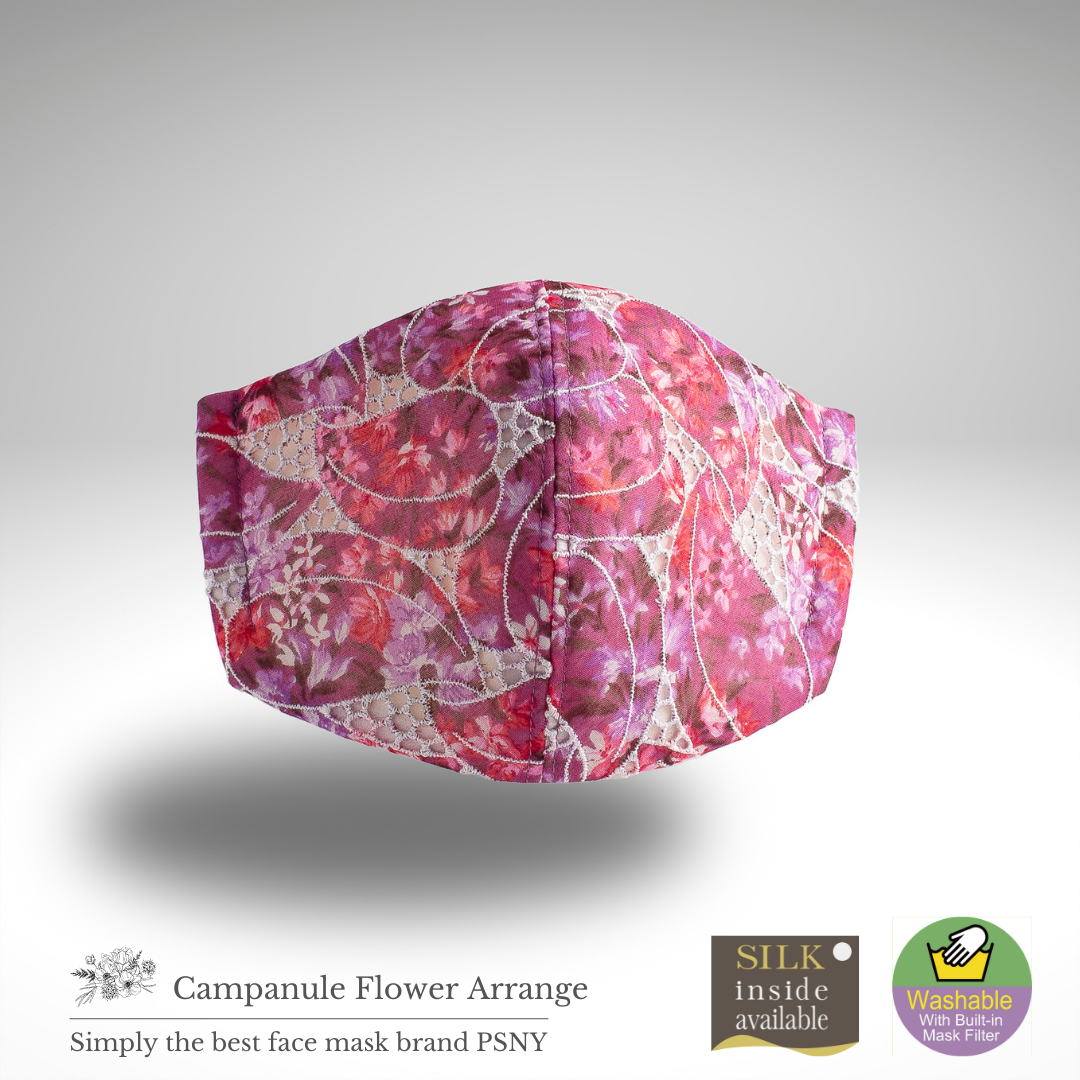 Campanule Flower Pink Non-Woven Filter Included Fashionable Beauty Lace Elegant Mask Mask -CP02