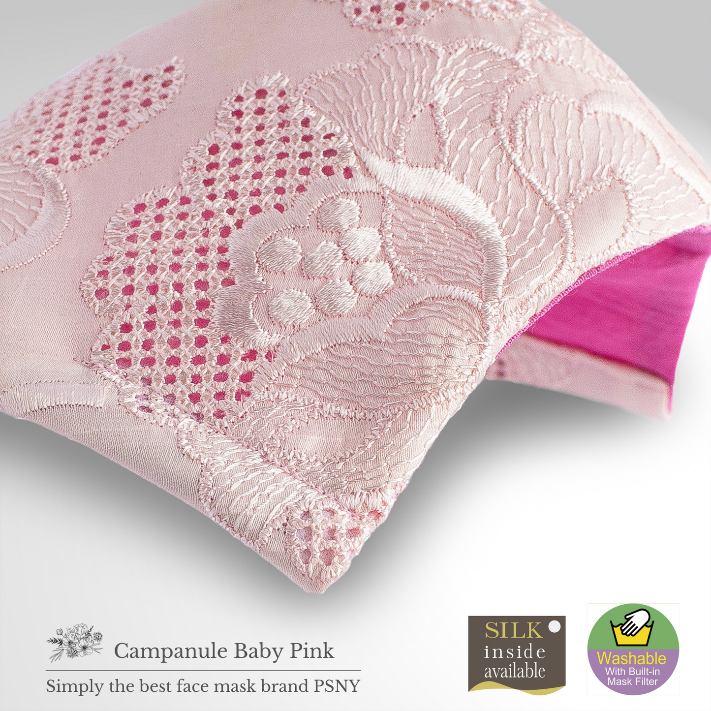 Campanule Baby Pink Summer Specs 蕾絲花粉黃沙無紡布濾芯內含優雅整潔可愛可愛美麗美麗3D成人面膜花卉圖案面膜CP08