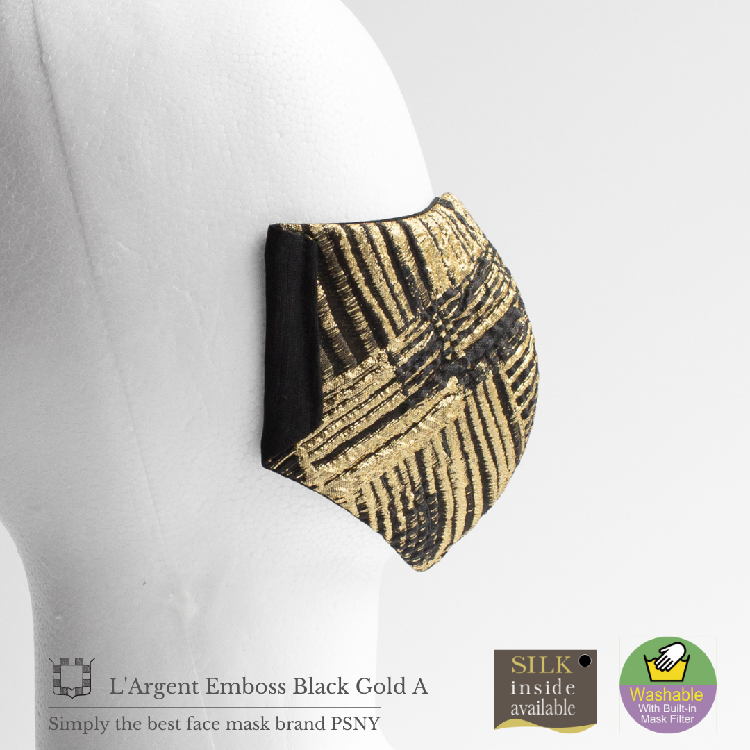L'Argent Embossed Black Gold A Mask with Filter FG12