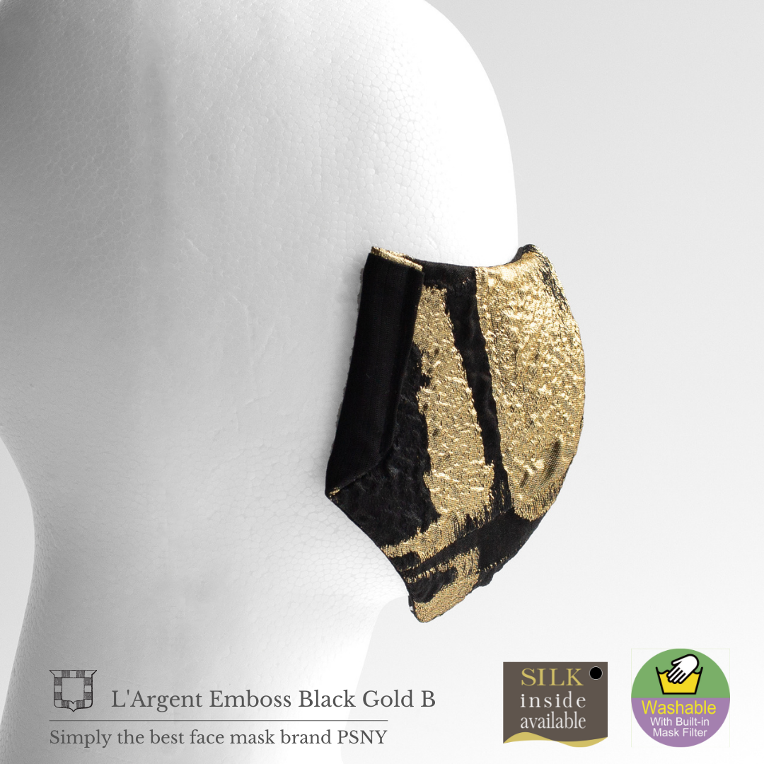 L'Argent Embossed Black Gold B Filtered Mask FG13