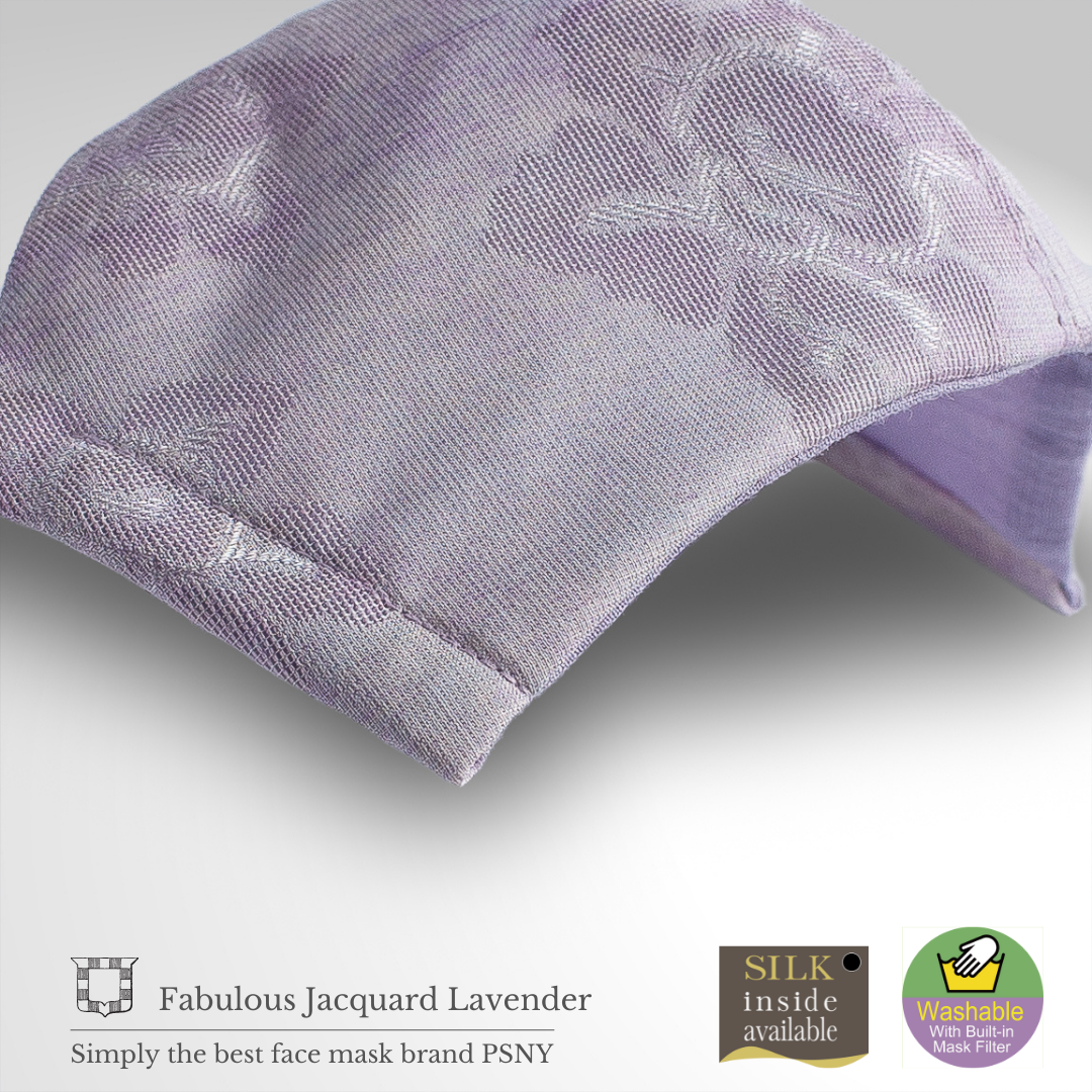ジャガード・ラベンダーのフィルター入りマスク 透かし織りの紫陽花色 FJ08