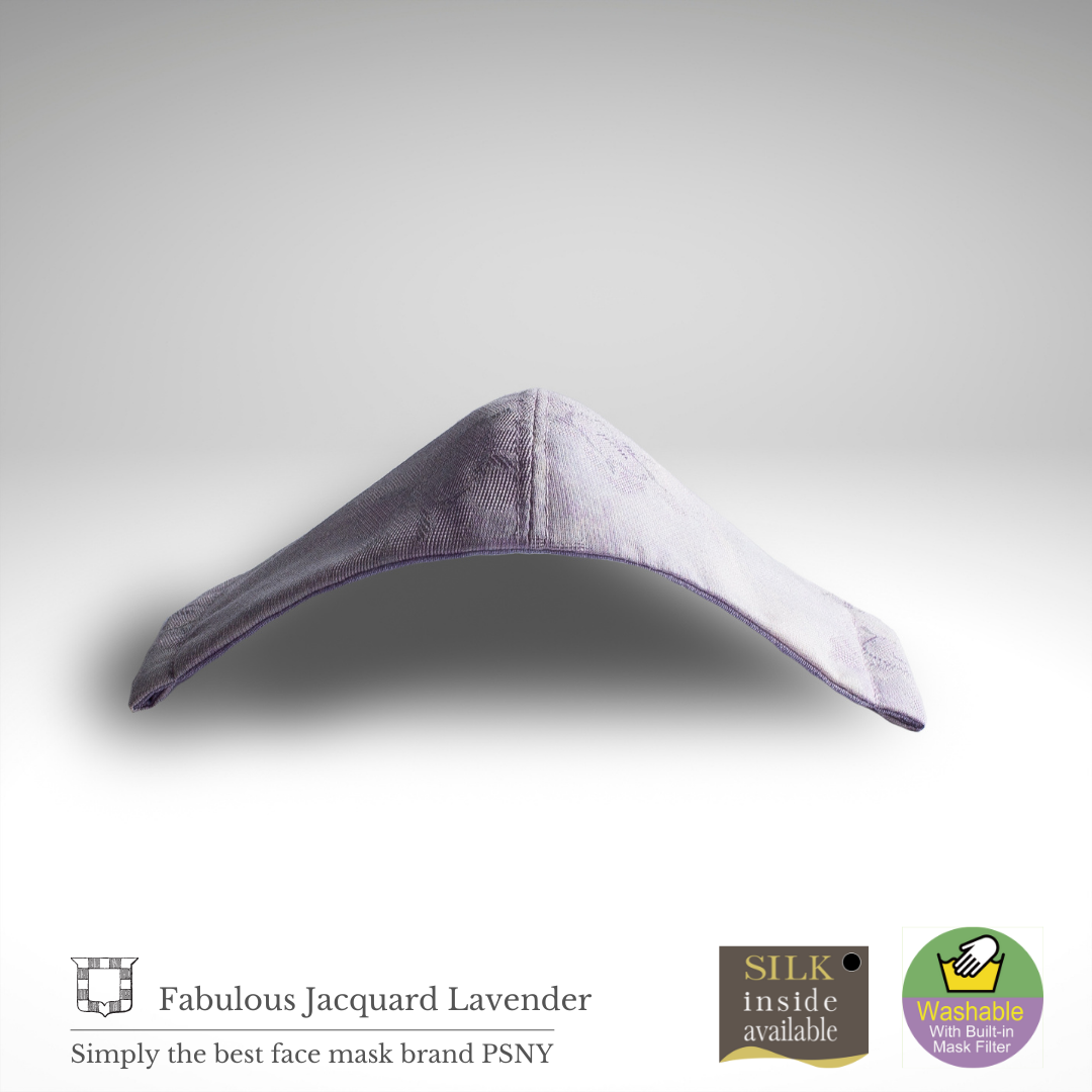 ジャガード・ラベンダーのフィルター入りマスク 透かし織りの紫陽花色 FJ08