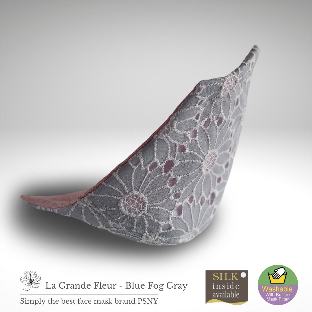 Grand Fleur Blue Fog Gray Lace Filter Mask FR02