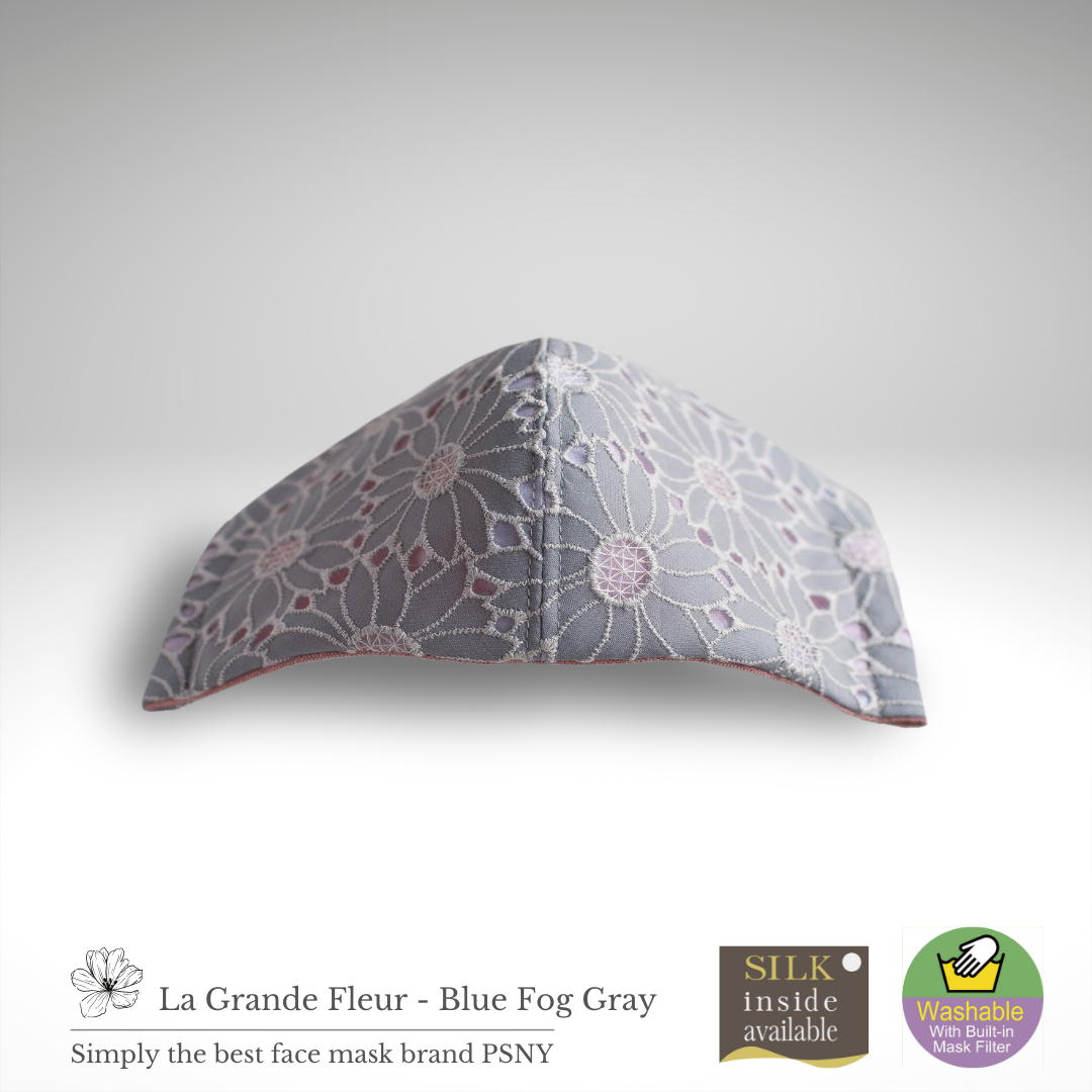 Grand Fleur Blue Fog Gray Lace Filter Mask FR02