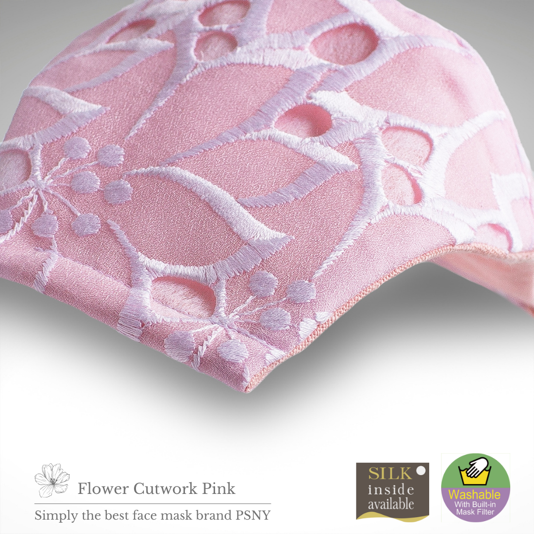 Flower cut pink lace filter mask FR11