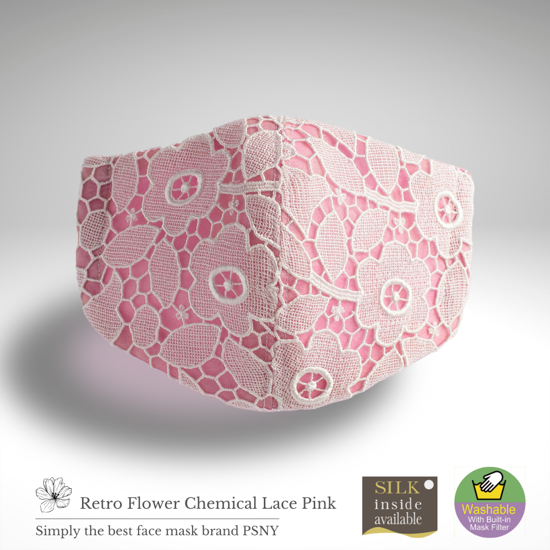 PSNY Retro Floral Chemical Lace Pink Filtered Mask FR20