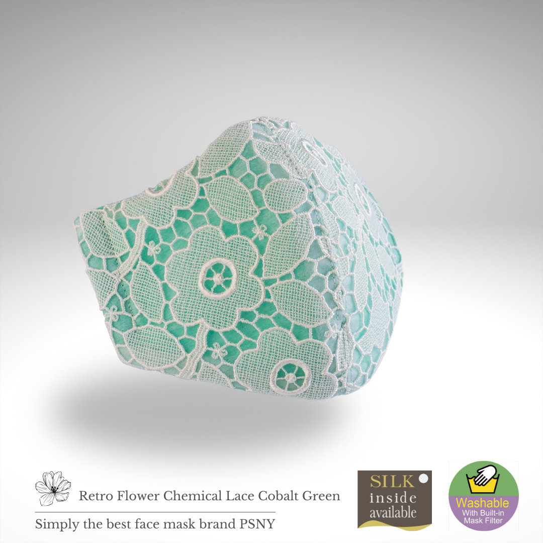 PSNY Retro Floral Chemical Lace Cobalt Green Filter Mask FR26