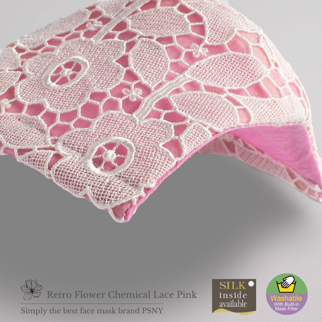 PSNY Retro Floral Chemical Lace Pink Filtered Mask FR20