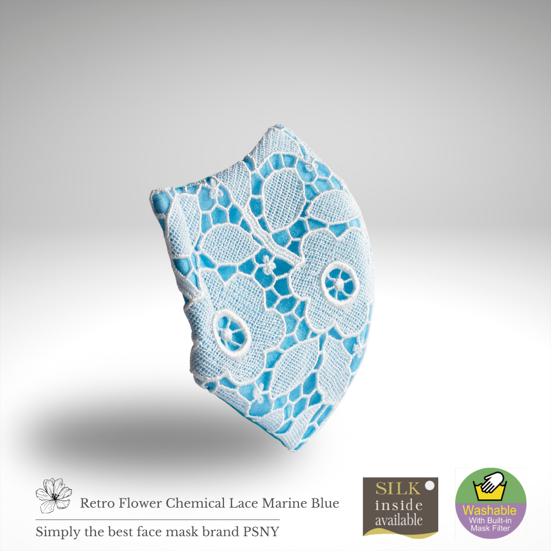 Retro floral chemical lace Marine blue filter mask FR28