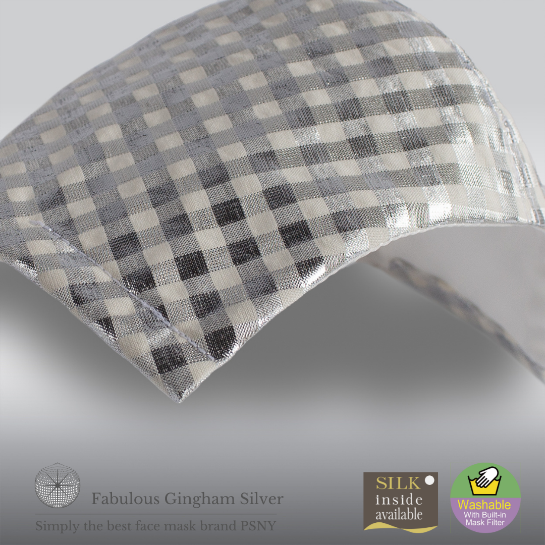 Glossy Fabulous Silver Gingham Check Filter Mask GH01