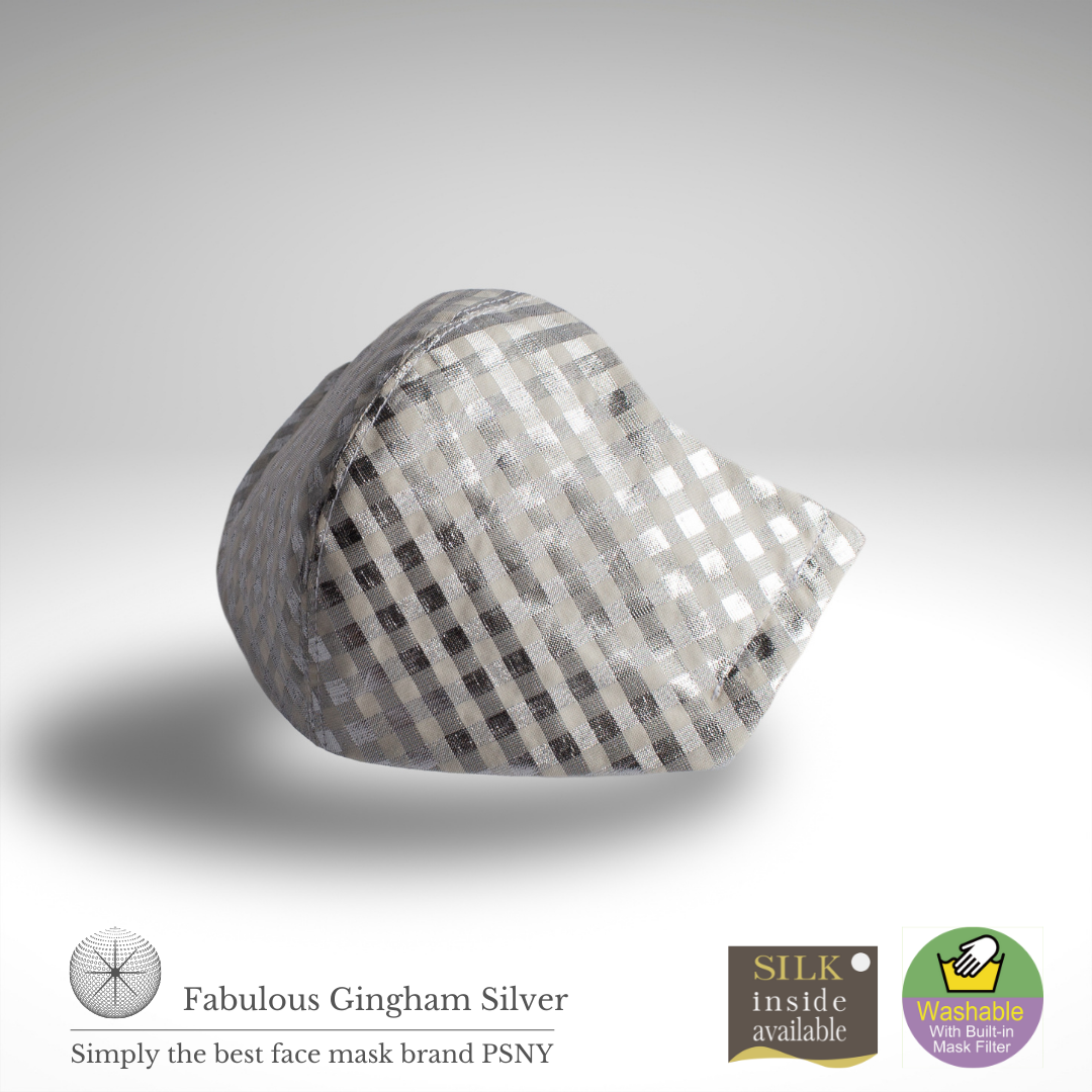 Glossy Fabulous Silver Gingham Check Filter Mask GH01
