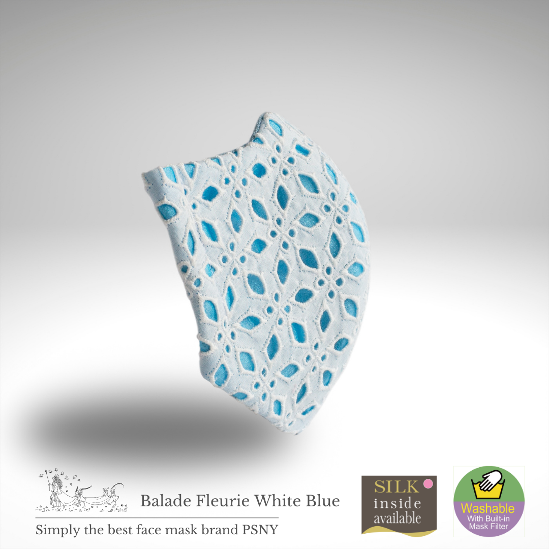 Ballard Fleury Lace White/Blue Filtered Mask LB25