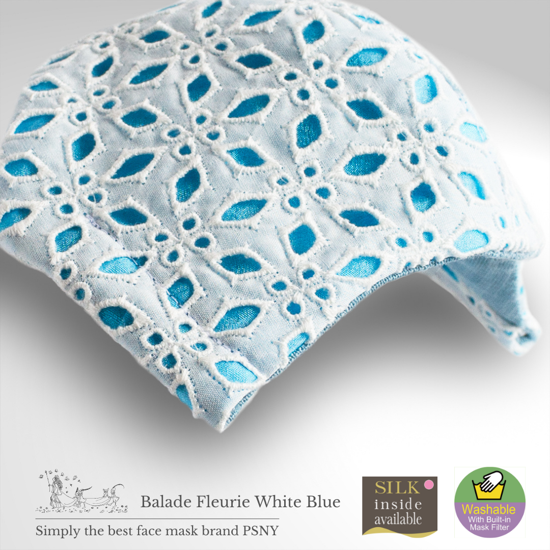 Ballard Fleury Lace White/Blue Filtered Mask LB25