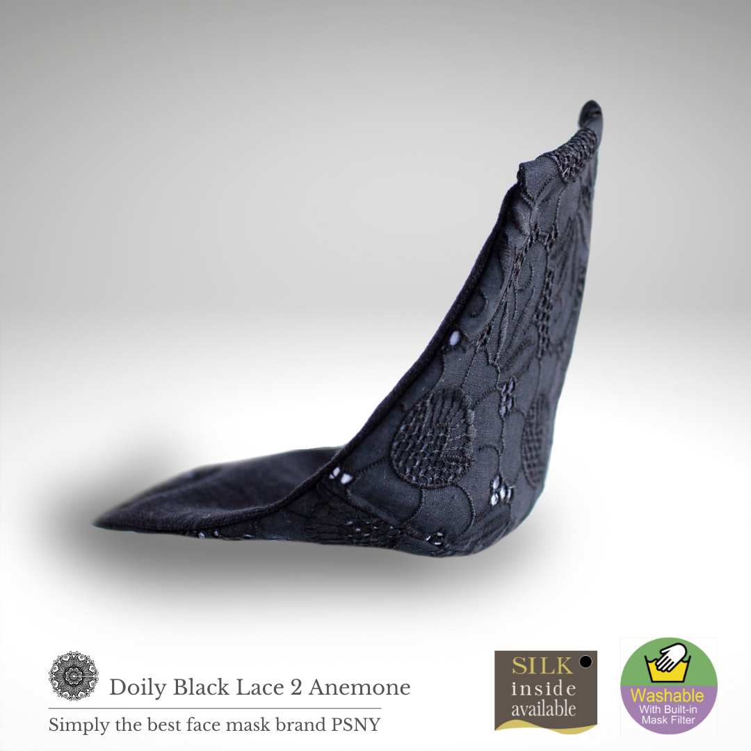 Doily Lace Black Anemone Filter Mask LD02