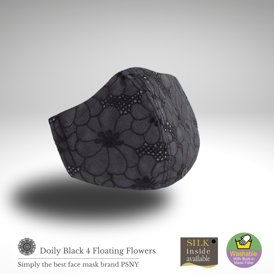 Doily Lace Black Floating Flower Filter Mask LD04