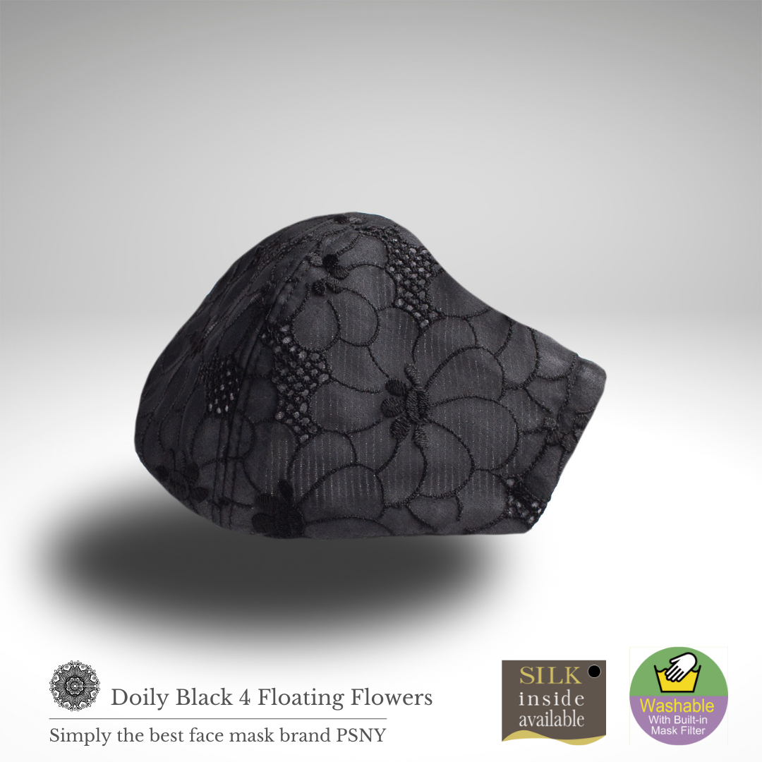 Doily Lace Black Floating Flower Filter Mask LD04